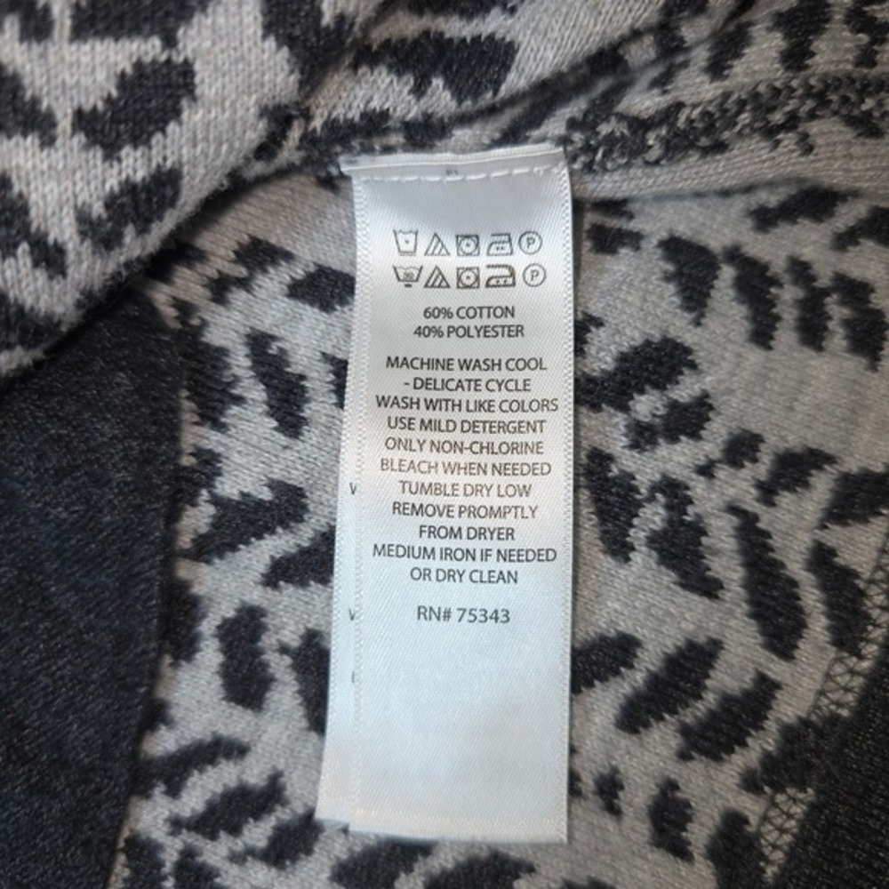 Cynthia Rowley Long Zip-Front Sweater Jacket – Gray & White‎ Leaf Knit – Size M - Picture 5 of 5
